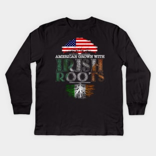 Vintage Proud American Grown With Irish Roots - Gift for St Patricks Day From Irish Kids Long Sleeve T-Shirt